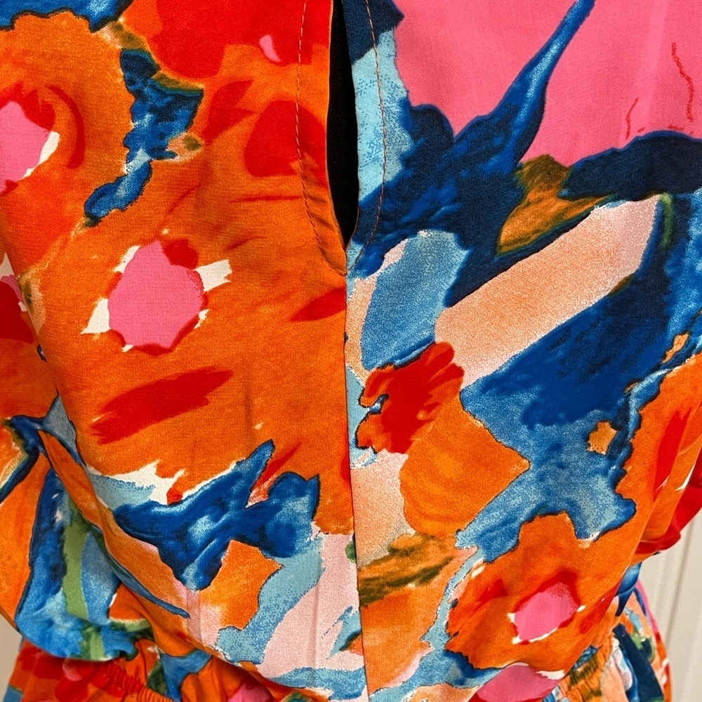 Staccato NWT bright water color floral print dress women’s size large - Picture 4 of 6